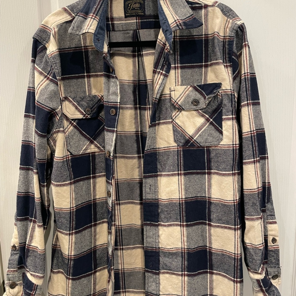 Jachs Navy and Cream Checkered Flannel Shirt